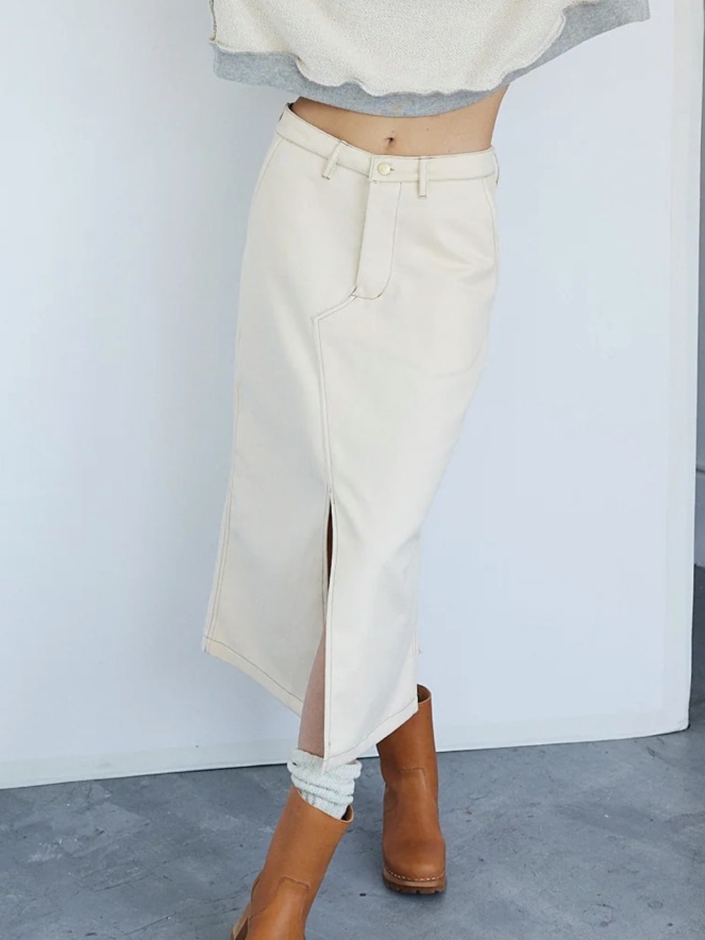 BOHÈME The Bull Denim Skirt in Vanilla